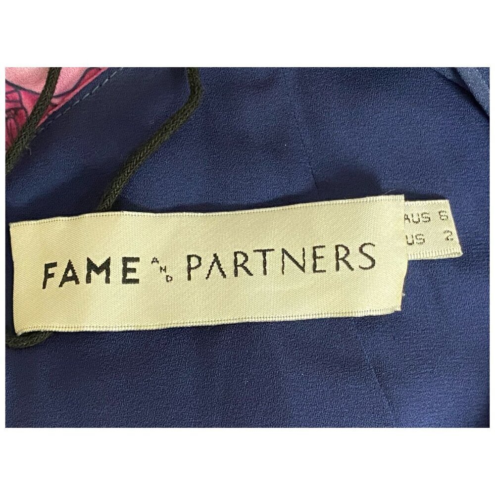Fame and Partners NWT $279 Blue Pink Floral Gown Maxi Dress Plunging V-Neck 2 - Picture 4 of 14